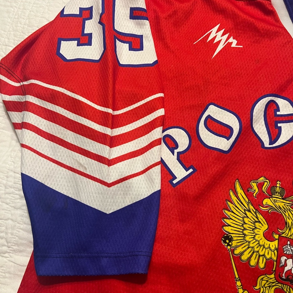 Vintage Poccha Russian National Ice Hockey #35 Mesh Hockey Jersey Rare - Picture 4 of 11